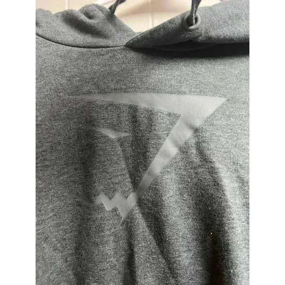 Gymshark Cropped Hoodie Sweatshirt Wrap Cross Back Size Small Dark Gray - Picture 2 of 10